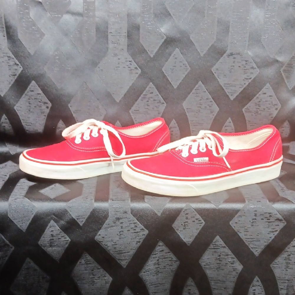 Vans Red Canvas Shoes with White Accents